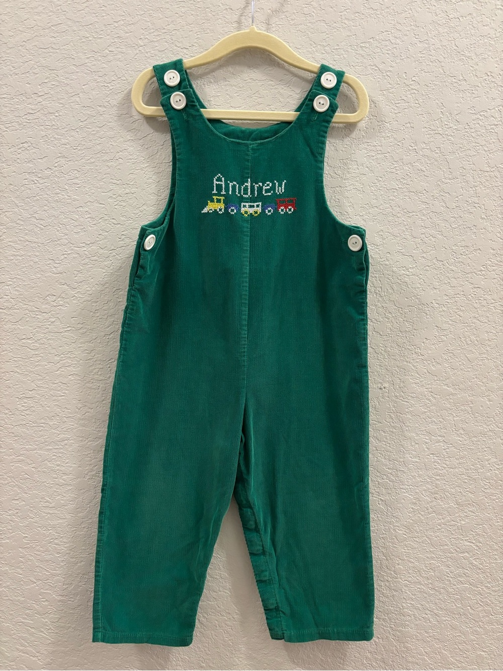 Vintage Ciel Ainsworth Green Corduroy Train Overalls 2T